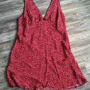 Red Floral Sleeveless Dress